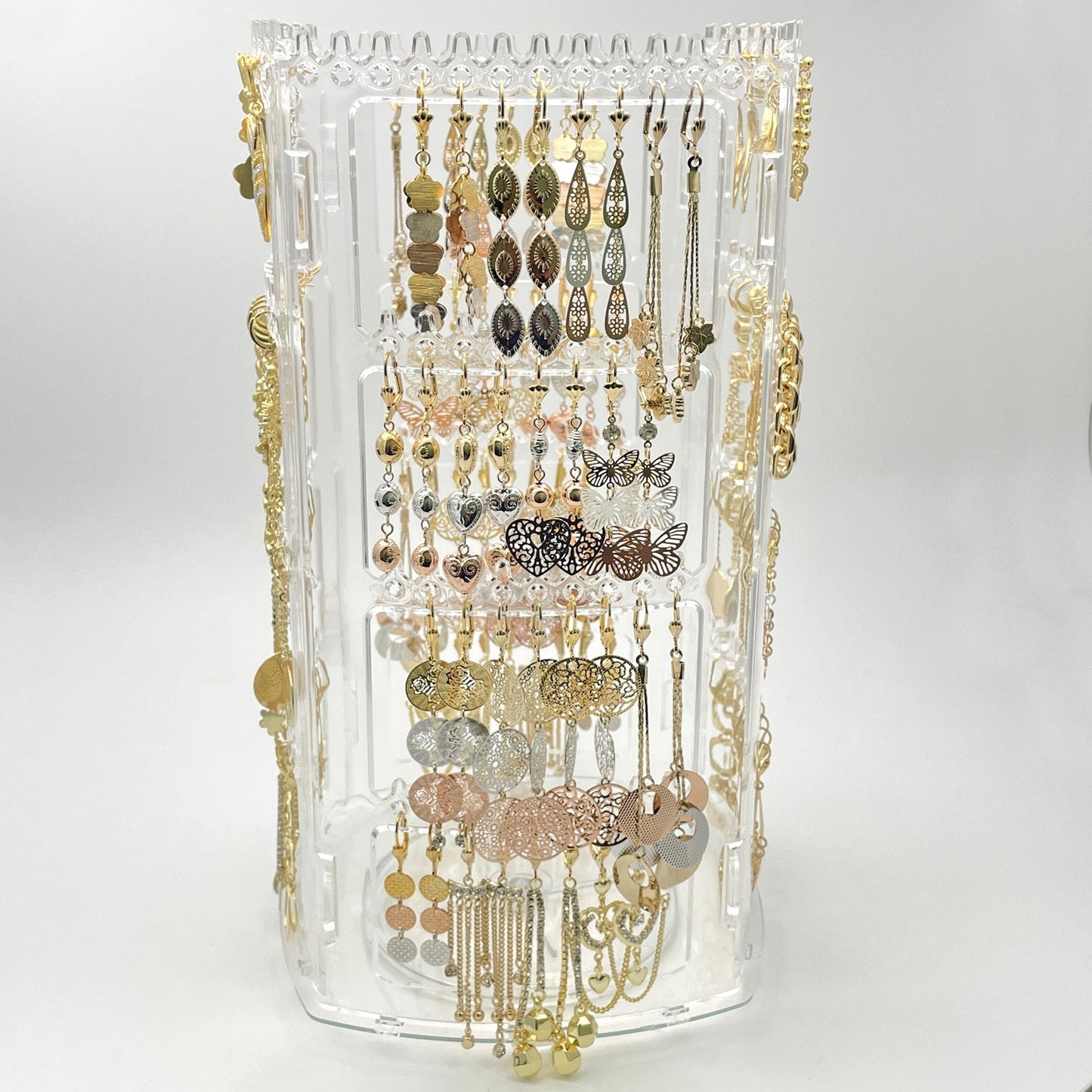 Rotating Display with 64 Long Gold Filled Earrings, Free Display