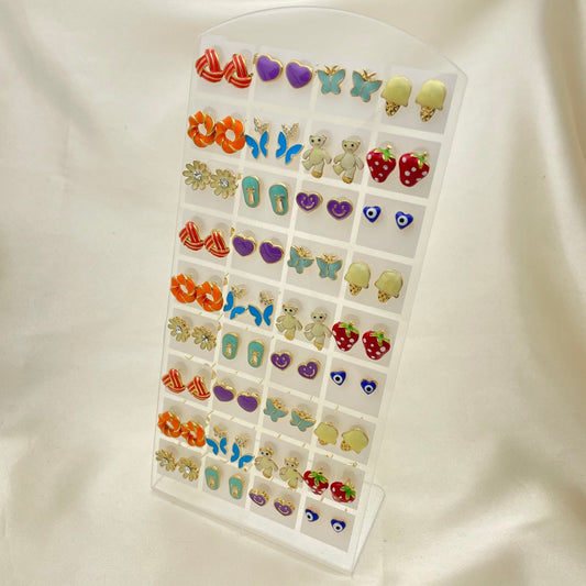 36 Enamel Gold Filled Studs with Free Display